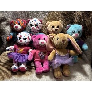 Build A Bear Spin Master 7" Pink Zipper Back Pink Brown Teddy Bear Plush Lot 7